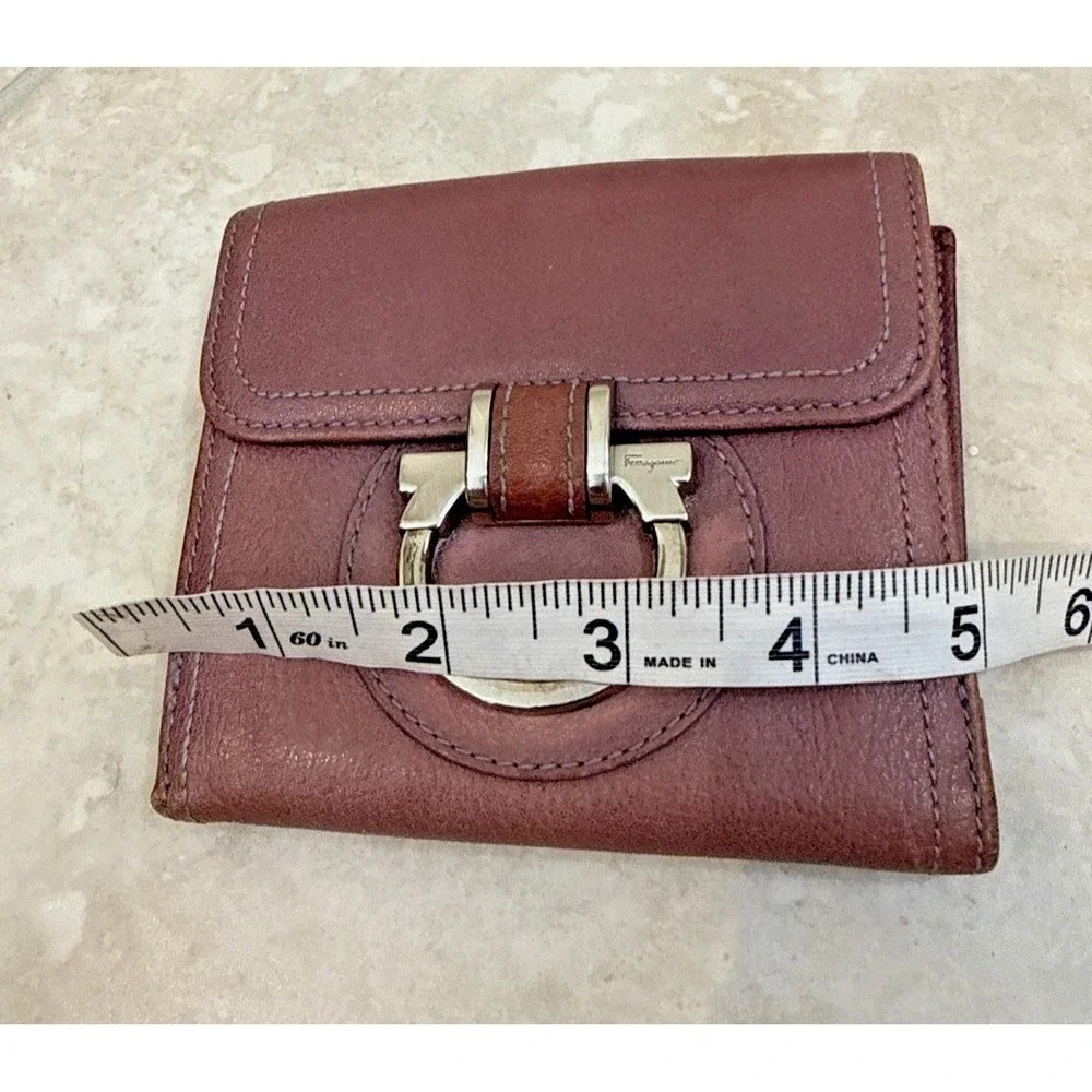 Salvatore Ferragamo Pink Purple  Gancini Bifold Wallet Credit Card Coin *AS IS